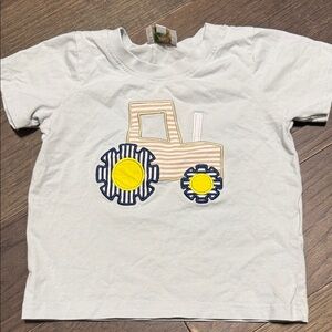 Kids Tractor Embroidered T-Shirt - Cream